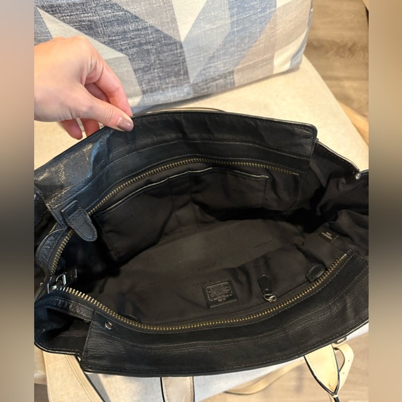 Coach Denim Swagger With Chalk White Leather Trim Satchel - Picture 10 of 13